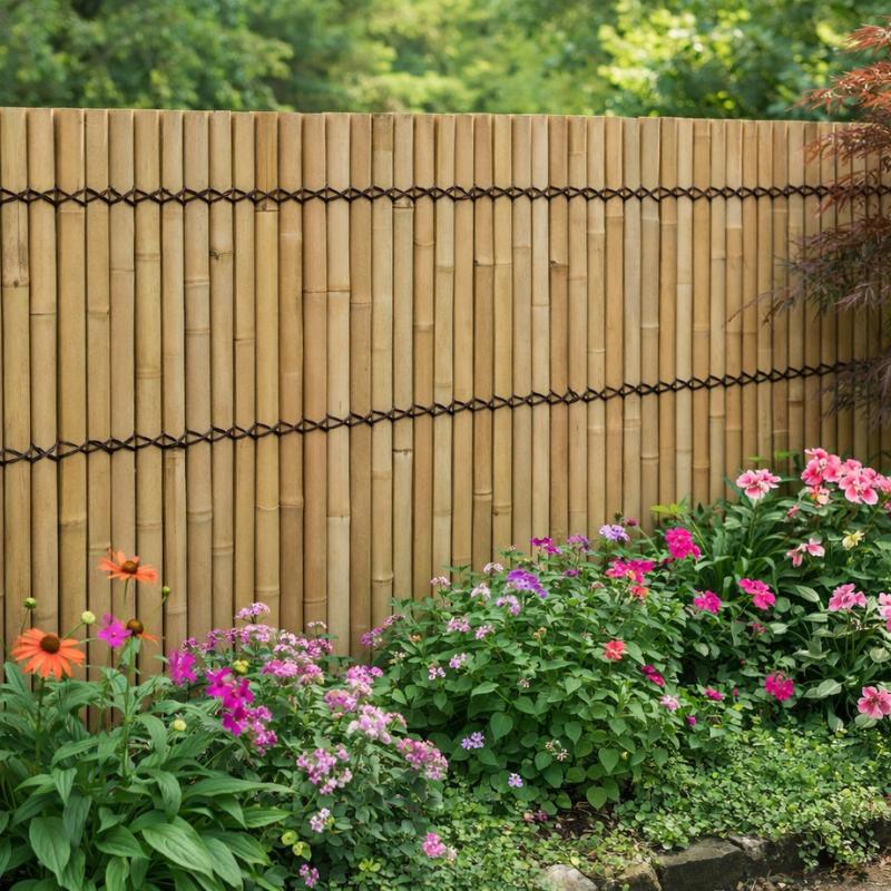 Clôture en panneau de demi bambou clair