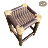Chaise haute en bambou bicolore