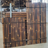 Panneau demi bambou noir avec corde noire